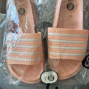Peachy pink  Slide Sandals with Stripes